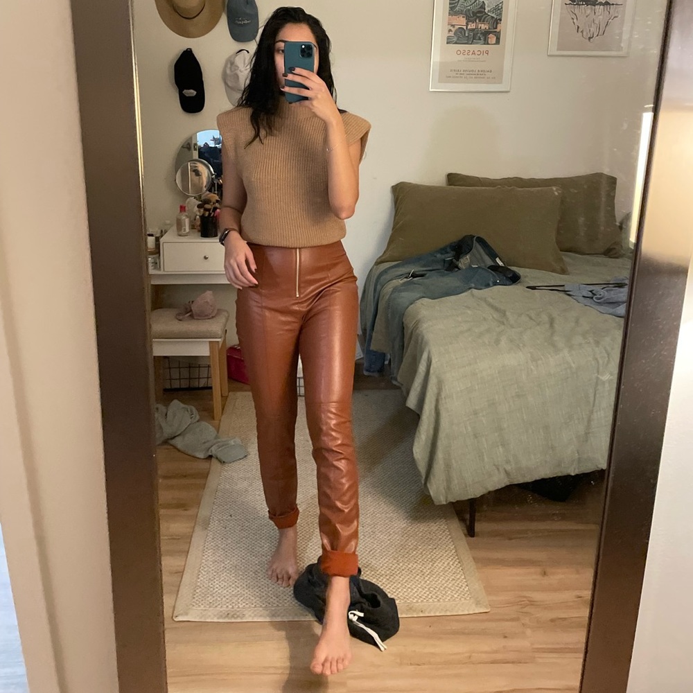Brown leather pants